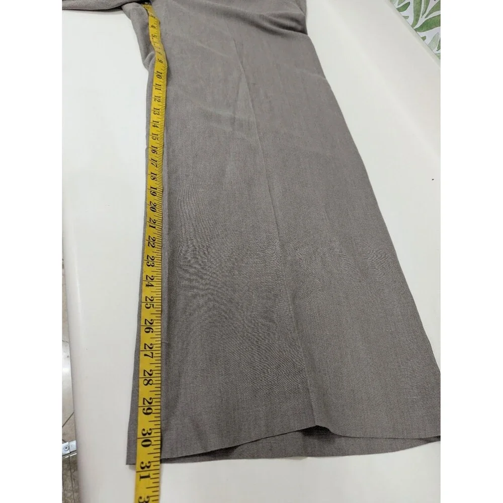 H&M Linen-Blend Pants in Taupe Gray Women's 12 Wide Leg Summer Work Office